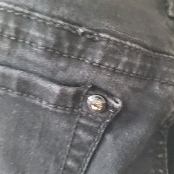 SEVEN 7 Destressed High Waisted Denim Black Skinny Jeans w/Rhinestones - Picture 10 of 10